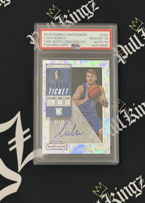 Luka Doncic 2018 Panini Contenders Rookie Ticket Cracked Ice autograph PSA 10
